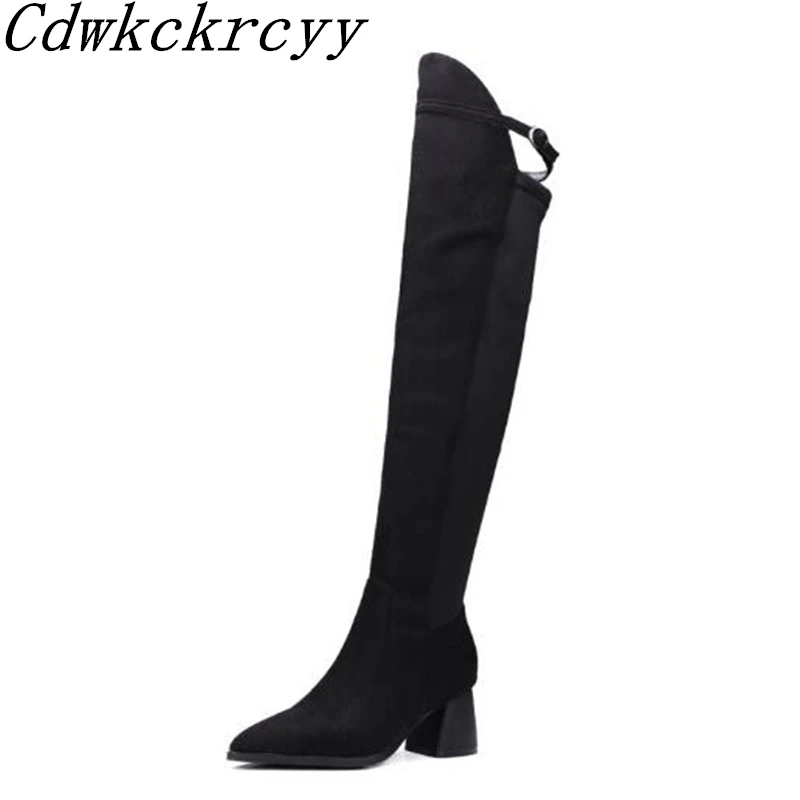 

Autumn and winter New style fashion British style Cusp High-heeled black sexy Over knee Boots Cashmere Keep warm Women Boots