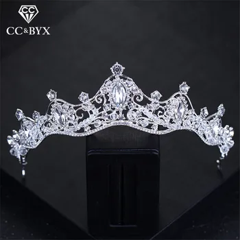

CC Tiaras And Crowns Handmade CZ Simple Design Wedding Hair Accessories For Bridal Princess Crown Engagement Fine Jewelry XY038