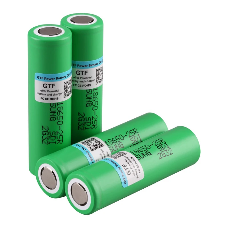 

GTF Original 3.7V 2500mah 18650 Battery INR1865025R 20A discharge batteries electronic cigarette Battery 18650 Drop Shipping