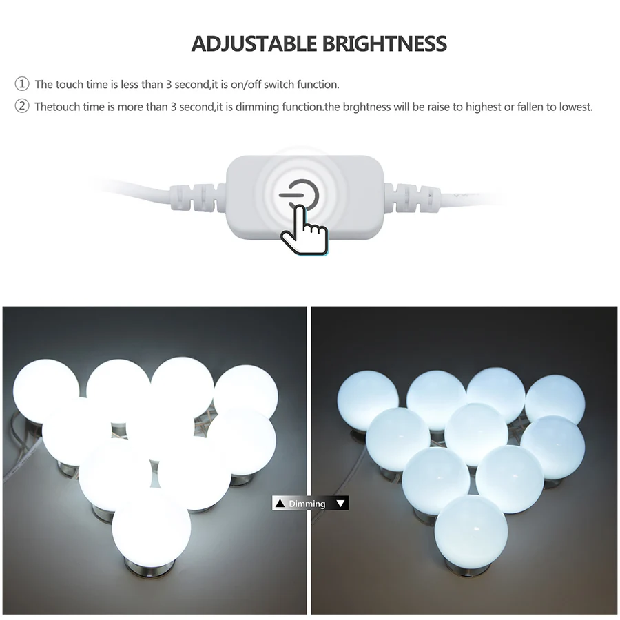 الذكية اللمس G50 مرآة لوضع مساحيق التجميل مجموعة إضاءة عكس الضوء إضاءة الحمام المرايا جدار ضوء 10 واط 110 فولت-240 فولت المكياج الغرور مجموعة منضد...