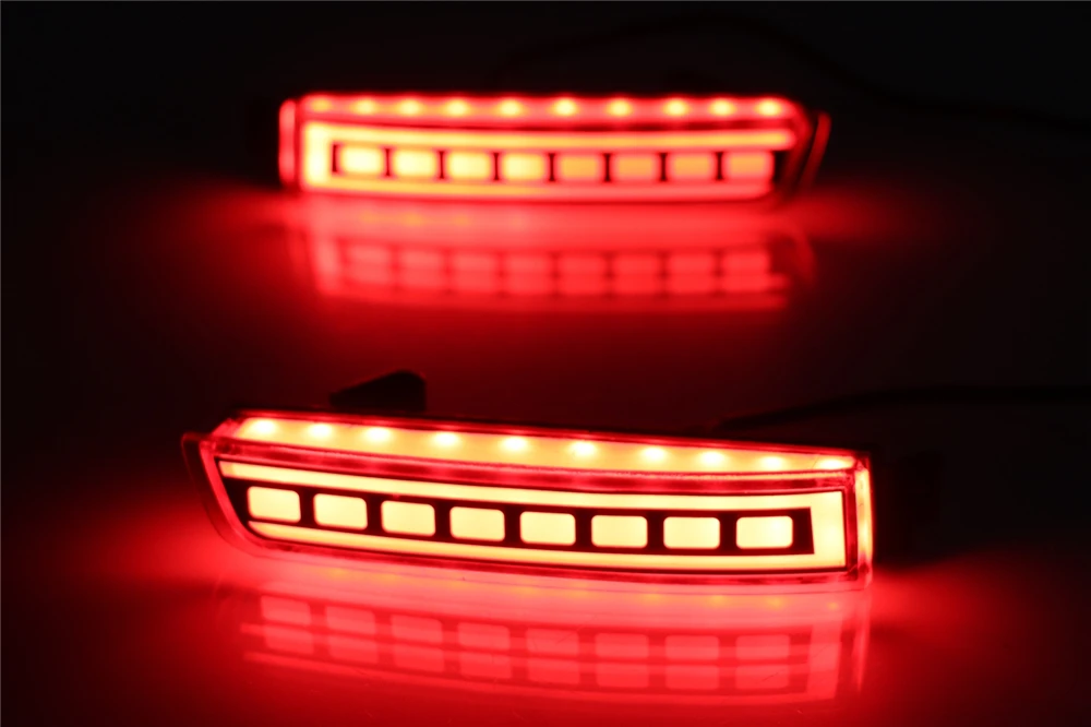 Carflashing 2PCS For Nissan Kicks Multi-functions Car LED Tail Rear Fog Lamp Brake Light Rear Bumper Decoration Lamp