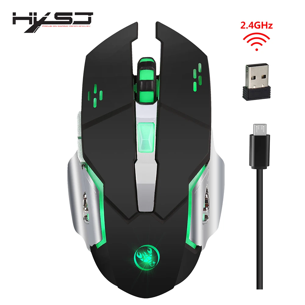 HXSJ новая USB Беспроводная мышь оптическая игровая 2 4G 2400 точек/дюйм компьютерная