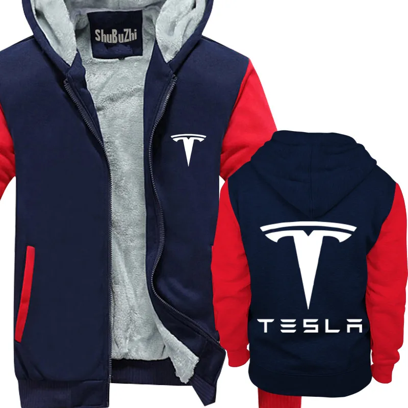 

Winter Thick Hoodies For Men Tesla male hoody Tesla Motors man Zipper Coat Hoodies & Sweatshirts fleece Jacket