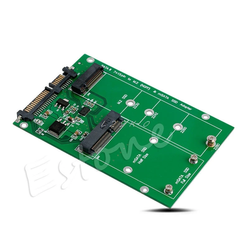 

mSATA & M.2 (B-Key NGFF) 2in1 Sized Multiple SSD to SATA 3 III Adapter Converter