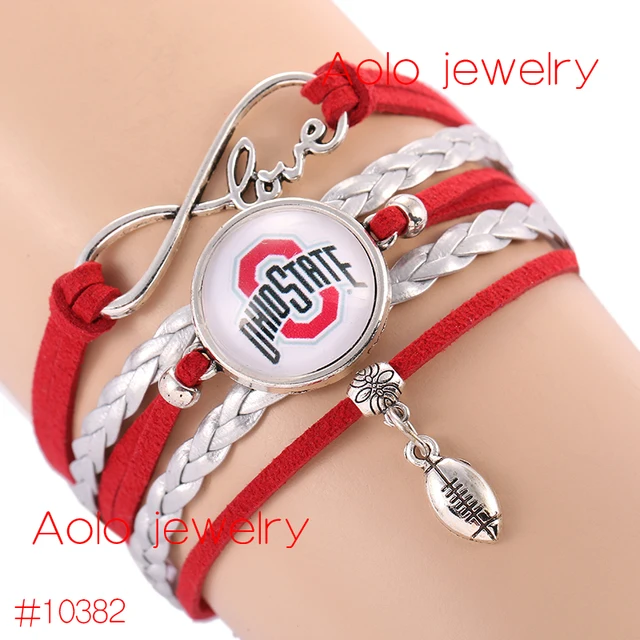 Ncaaf Ohio State Buckeyes Gl Cabochons Bracelet College Football Ncaaf Ohio State Buckeyes Gl Cabochons Bracelet College Football Team New Infinity Drop Shipping