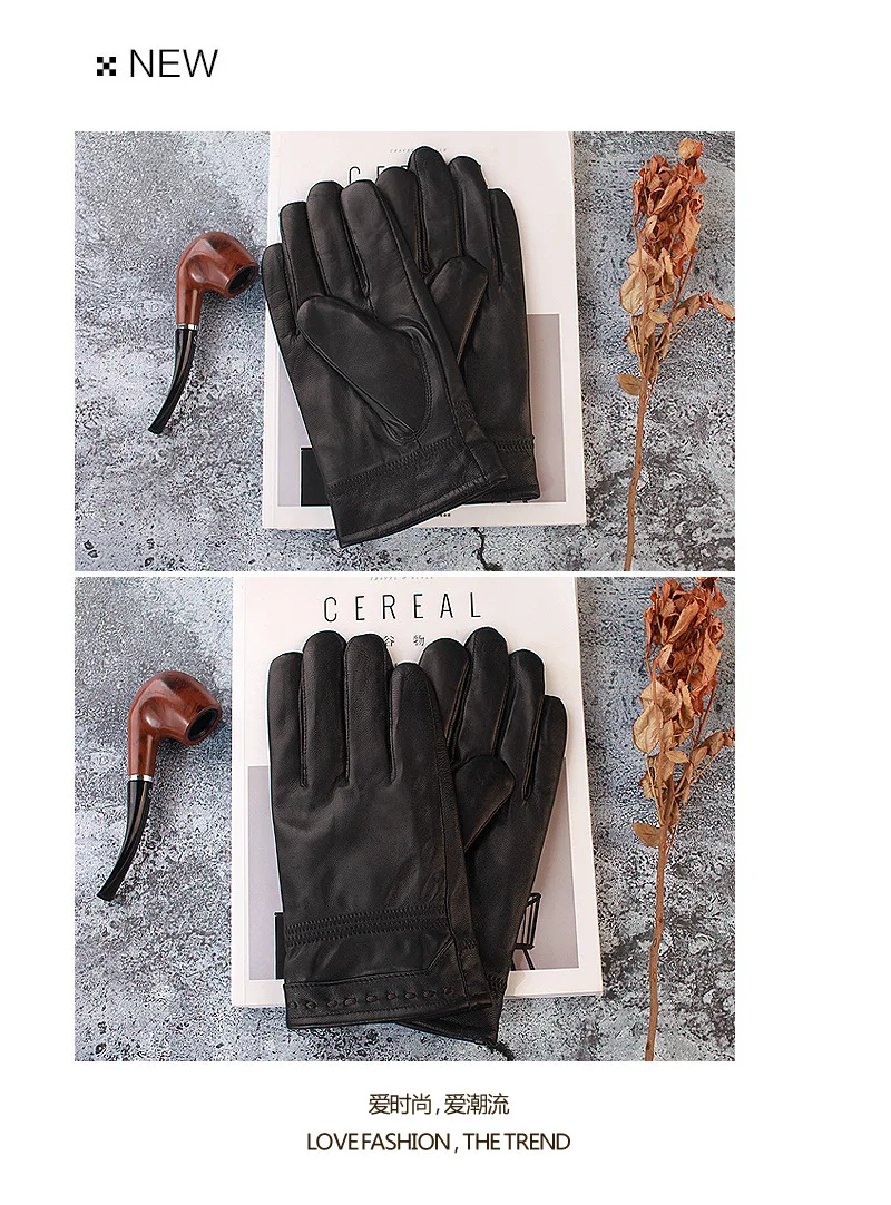 Кожаные перчатки, мужские утолщенные замшевые мотоциклетные перчатки из овчины зимние мужские кожаные перчатки
