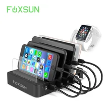 USB Charging Station 6 Port Multiple Device Detachable Charging Dock Organizer Charging Stand for iPhone font