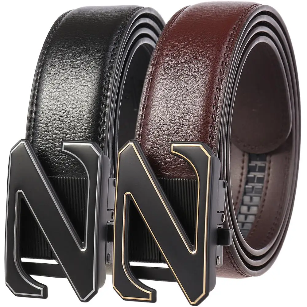 

Fashion Brand Leather Belt Business Trouser Strap Pant Ceinture Homme Cowskin Automatic Buckle Cowhide Men Belts