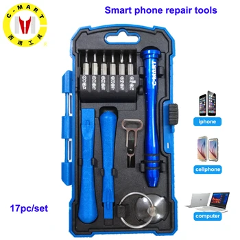 

C-MART Tools 17 in 1 Mobile Phone Repair Tool Kit for iPhone iPad Xiaomi Tablet PC Small Toys Hand Tools Set Pry Opening Screwdr
