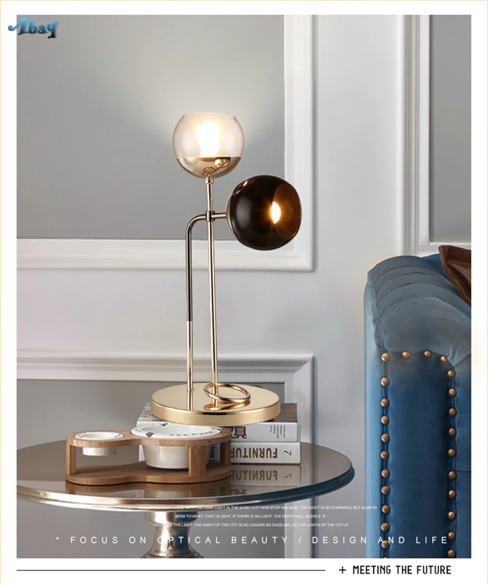 الحديثة الإبداعية اثنين Lampshape مصابيح طاولة ل غرفة المعيشة السرير مضمد مكتب منضدة مصباح الغرور الجدول المنزل ديكو الحديد Led