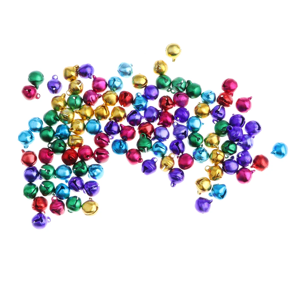 Set of 100 Pieces Lovely Colorful Jingle Bell DIY Craft Pendant Christmas Decoration Party Props Kits Kids Girls Adults Toys