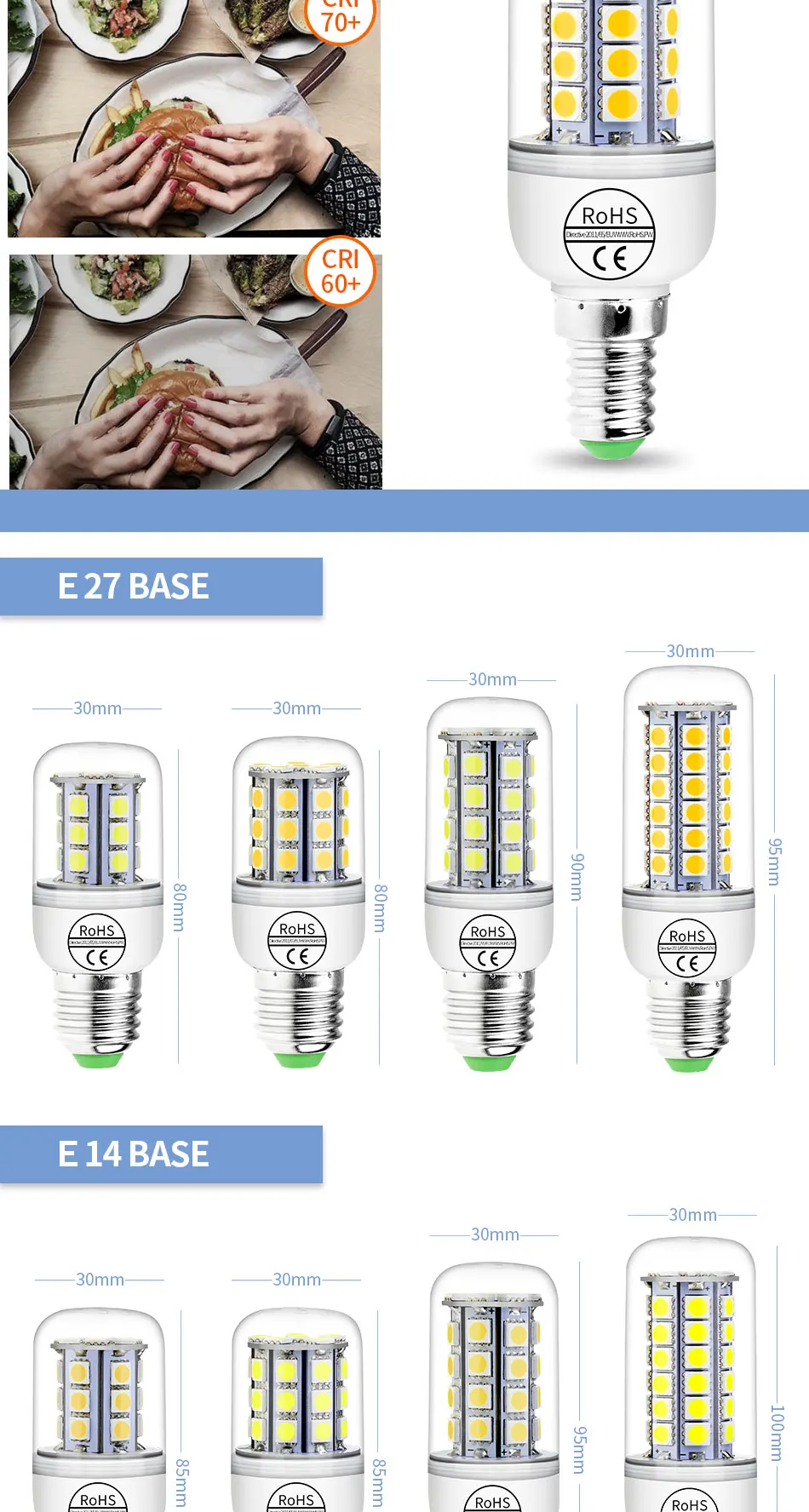E14 светодиодный лампочка-груша 220 V 5050 SMD Lampara светодиодный 3 W 5 W 7 W 9 W Bombillas светодиодный E27 энергосберегающие лампочки для дома 24 30 36 48