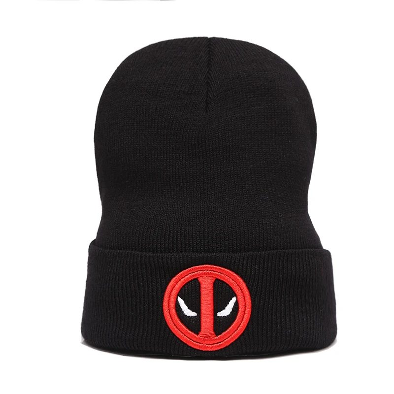 

2016 New Hot Selling Deadpool Embroidered Winter Hat Men And Women Hats Soft Solid Beanies Hip Hop Warm Knitted Caps Gorros