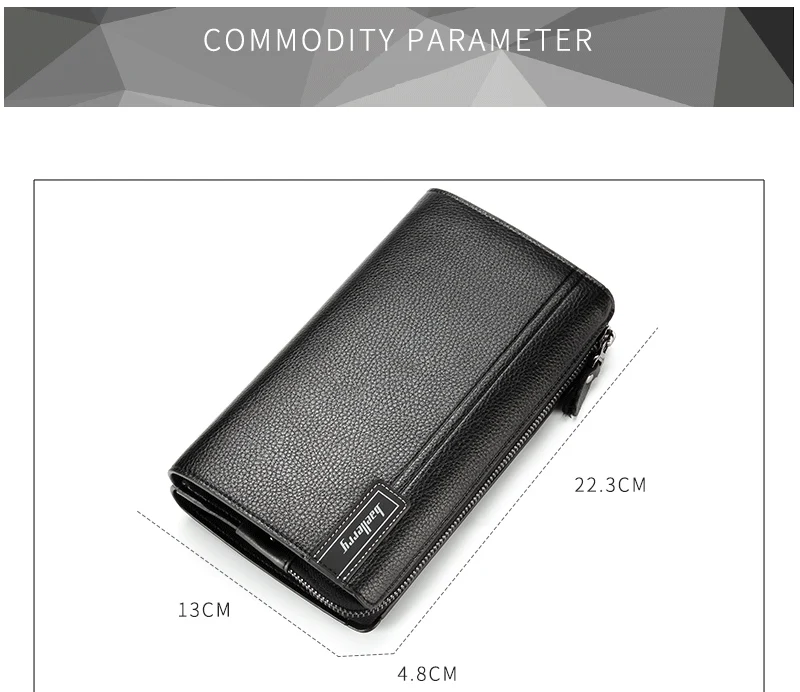 Baellerry Men Clutch Bag With Card Holder Fashion Long Zipper Men Wallets Coin Pocket Casual Business Male Clutch Phone Purse