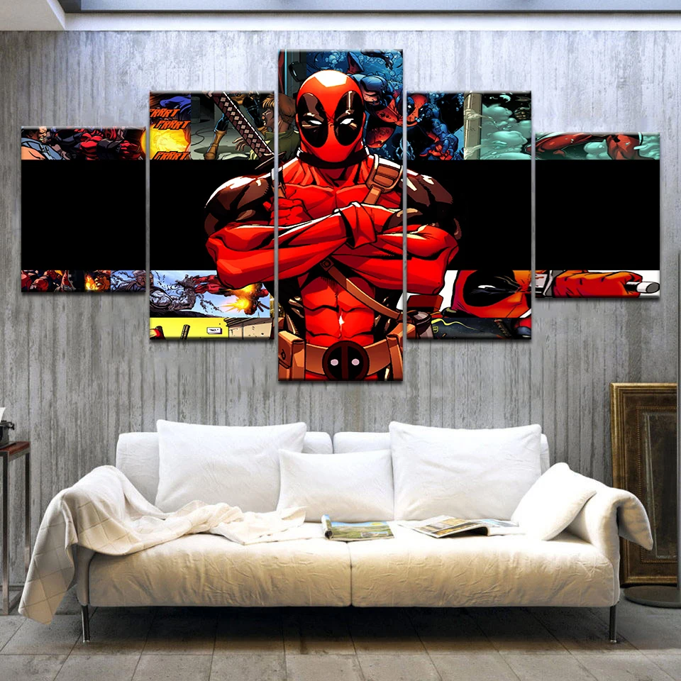Buy 5 Panel/piece HD Print Deadpool superheroes modern