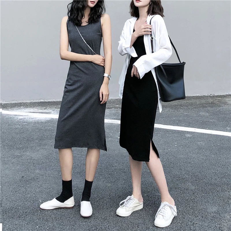 

2019 New Women Casual Clothes Summer Sexy Backless Bandage Vestidos Black Gray Slim Stretch Halther Dresses Hot Sale