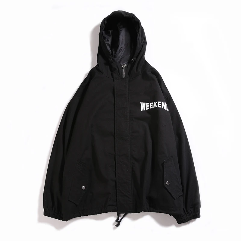 Hong Kong Style Letter Printing Hat Leisure Long Sleeve Men Jacket 2018