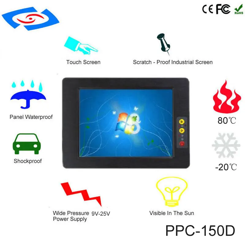 Безвентиляторный все в одном ПК 15 "сенсорный экран промышленный планшетный ПК с IP65 пылезащитный и водостойкий поддержка PCI GPIO SIM Mini PCIE