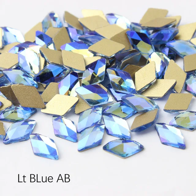 Новая распродажа, корейская мода, комплект 3D ногтей Стразы ромб 6X10 мм Flatback хрустальные камни, ручная работа, для художественного оформления ногтей - Цвет: Lt Blue AB