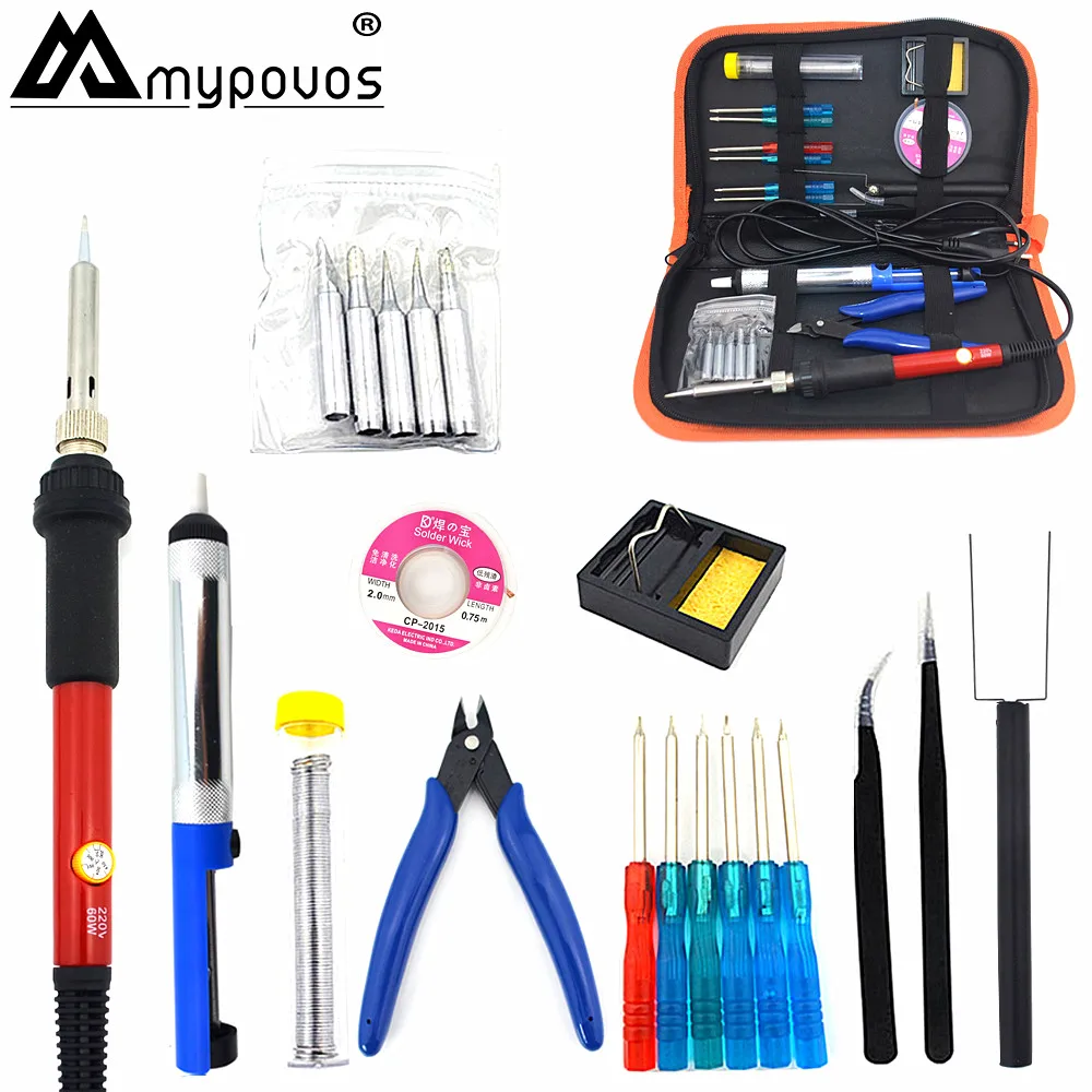 

Soldering Iron 60W Adjustable Temperature Electric Solder Iron Rework Station Mini Handle Heat Pencil Welding Repair Tools kit