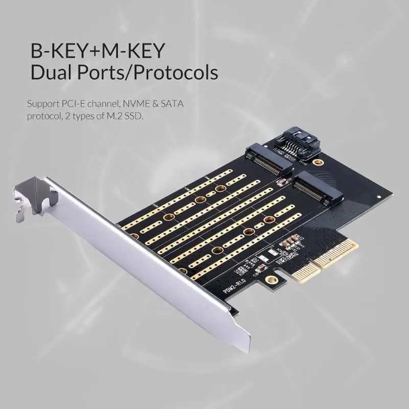 ORICO PDM2 M.2 NVME к PCI-E 3,0X4 карты расширения М-ключ/B-ключ двойной Порты Поддерживаемые жесткие диски 2230/2242/2260/2280