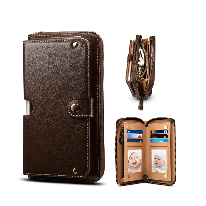 

4-6.5 Inch Phone Bags Genuine Leather Flip Wallet Case for Samsung Galaxy S10 Plus Case Phones of for iPhone X XS Max XR Case