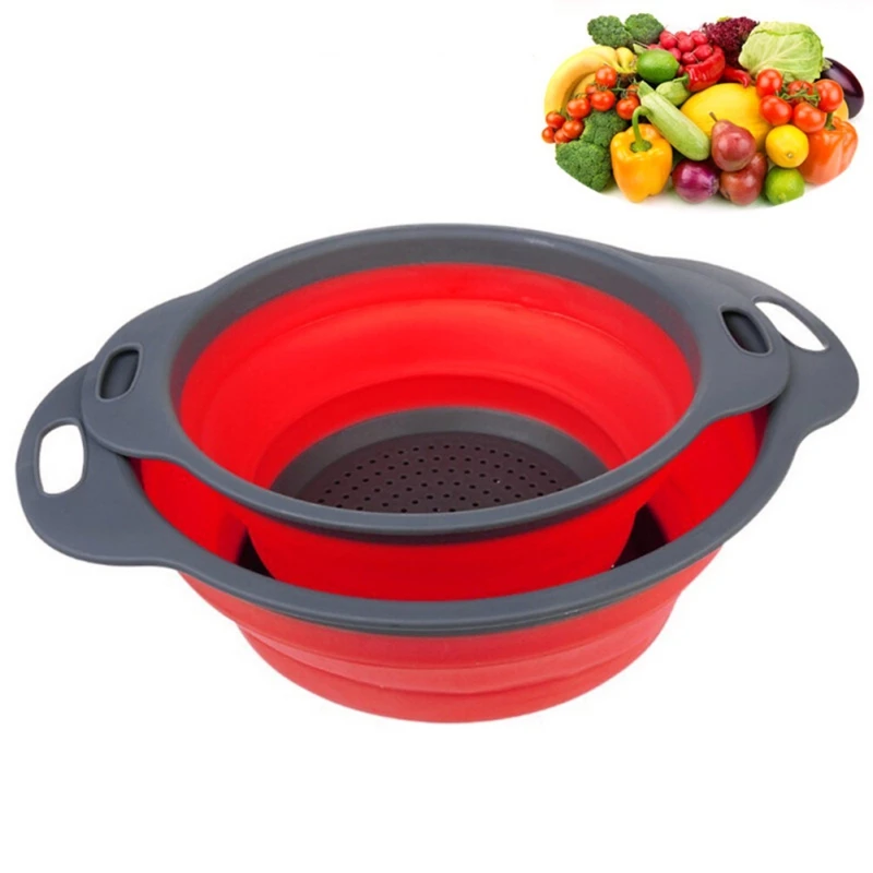 Multifunctional round Folding Collapsible Colander Strainer Kitchen