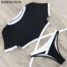 RXRXCOCO, новейший дизайн, купальник, женский купальник, комплект бикини, короткий рукав, купальный костюм, пуш-ап, бразильские бикини, пляжная одежда
