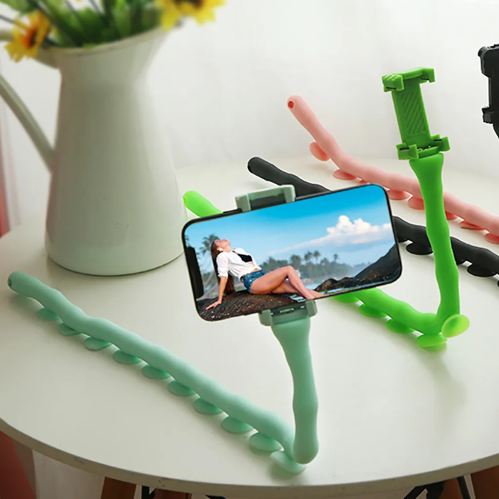 

Flexible Cute Worm Lazy Mobile Cell Phone Holder Bed Desktop Bracket Stand Long Arm Clamp air bag cell phone bracket