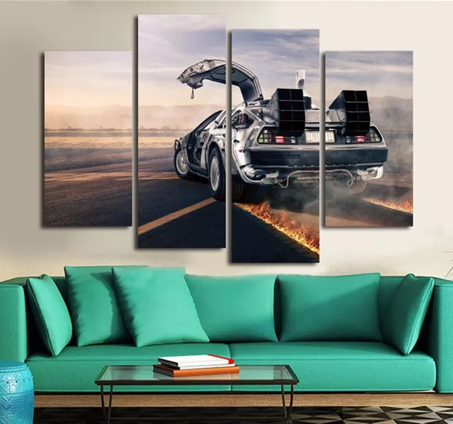 4 Piece Wall Art Painting Man Drive Racing Car Print On Canvas The