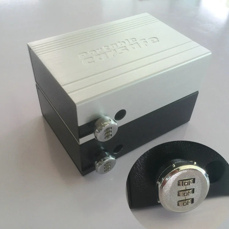 

Portable Car Safe Box Password Lock Safes Jewelry Cash Pistol Storage Boxes Aluminum alloy Security Strongbox Wire Rope Fixed