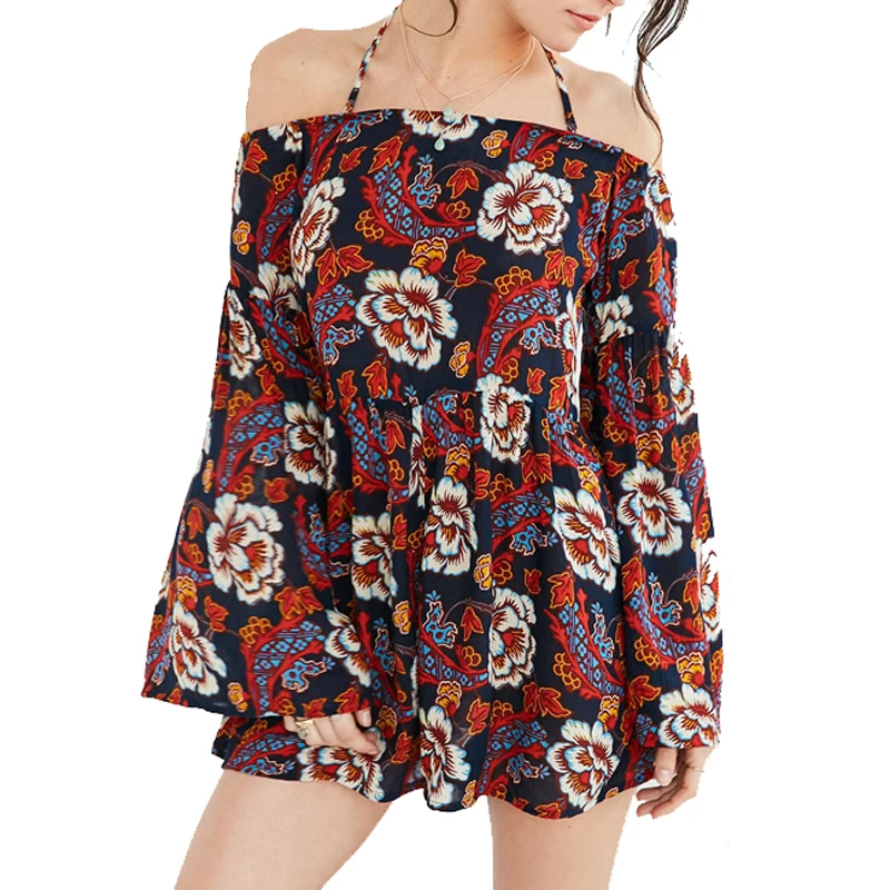 Spaghetti Strap Bodysuit Loose Long Sleeve Cut Out Back Playsuits For