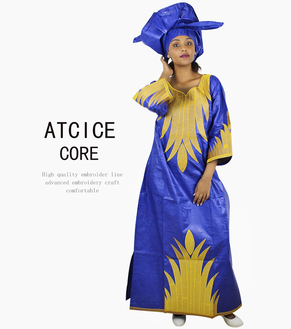Африканские платья для женщин хлопок африканские бассейна riche вышитые традиционный дизайн длинное платье LA089