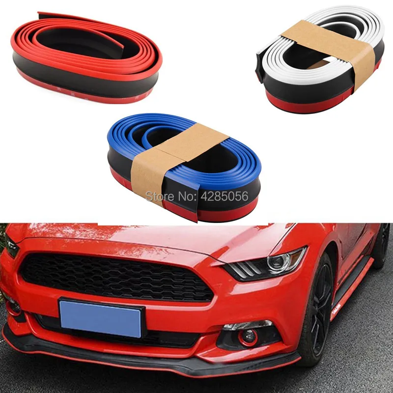 

1pc Red/blue/ black/ carbon fiber look Car Universal PU Front Bumper Lip Splitter Chin Spoiler Body Kit Trim, 8ft (2.5 Meters)