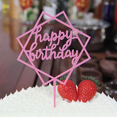 С днем рождения акриловый Топпер для торта розовое золото сердце акриловый Топпер для кекса на день рождения украшения детский душ - Цвет: 18