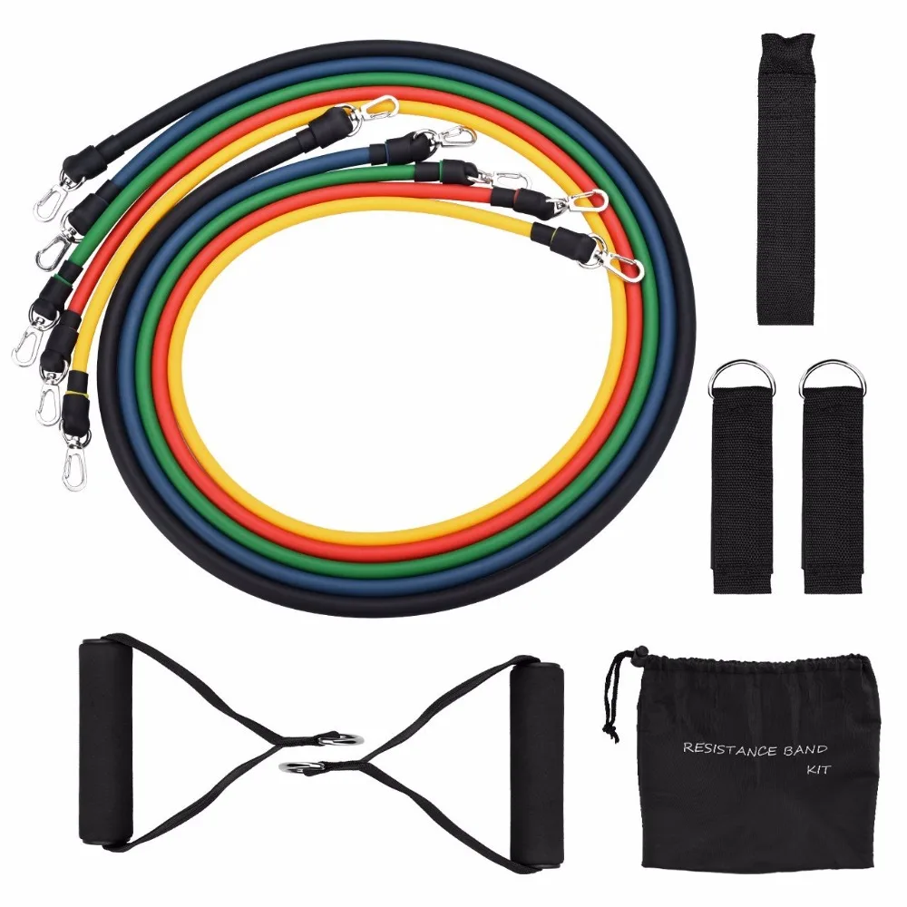 11Pcs/Set High Quality Fitness Resistance Band Kit Fitness Latex