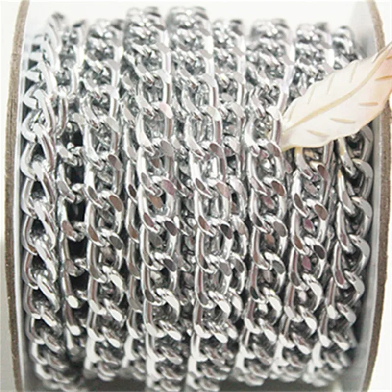 10Yards Silver Curb Chain Roll,Aluminum Chain, Open Link Chain per Link