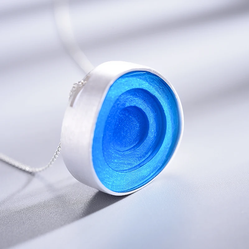 Lotus Fun Real 925 Sterling Silver Minimalism Style Fine Jewelry Geometric Near Round Design Epoxy Pendant without Necklace - Image 3