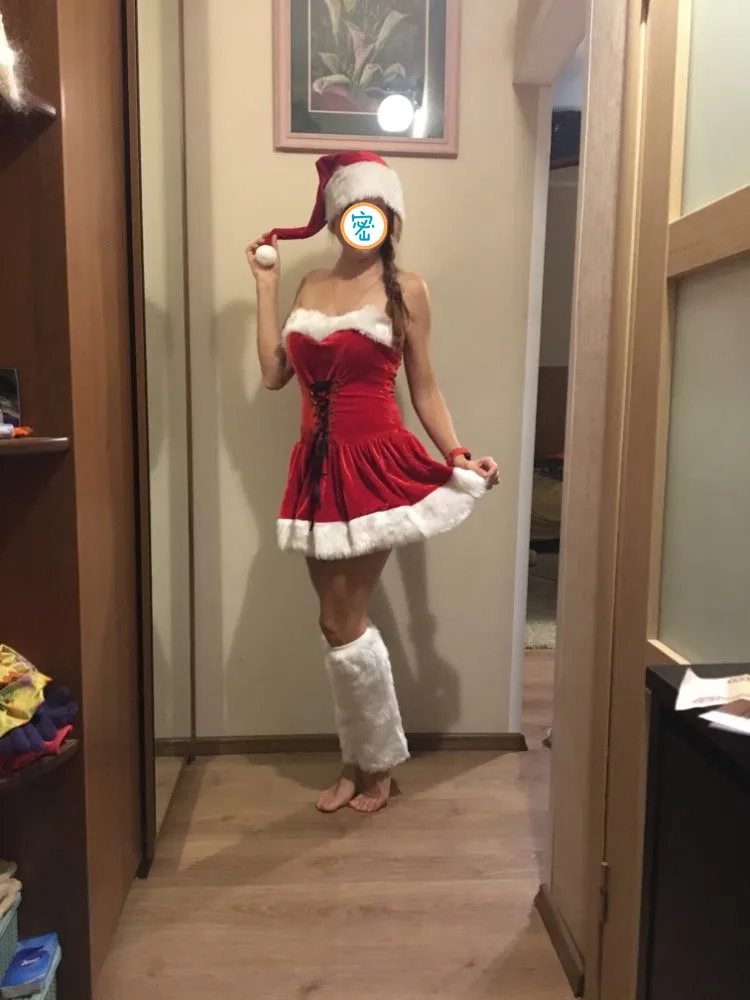 Cosplay&ware Plus Size Christmas Costume Women Red Sexy Dress Adult Female Fancy Cosplay Hat -Cosplayware Store