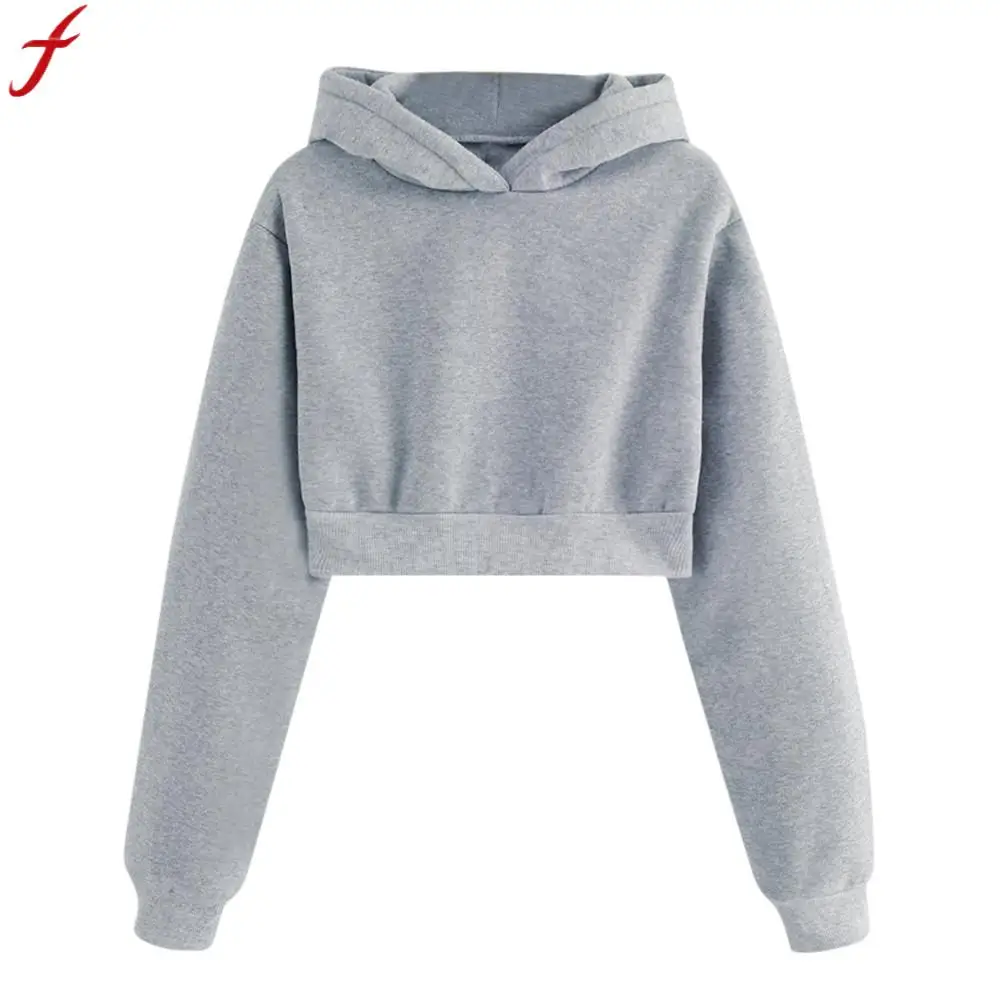 

women's casual Crop Top 2019 Fashion Autumn Long Sleeve Hoodie sweatshirt Cropped hoody sudadera mujer For Women Clothing