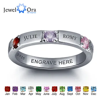 

Personalized 925 Sterling Silver CZ Name Ring DIY Birthstone Ring Customize Jewelry for women Best Gift (JewelOra RI101978)