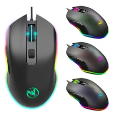 Hxsj RGB свет проводная мышь esport Гейминг мышь Четыре регулируемые dpi PC ноутбук офисная черная компьютерная мышь 6 кнопок