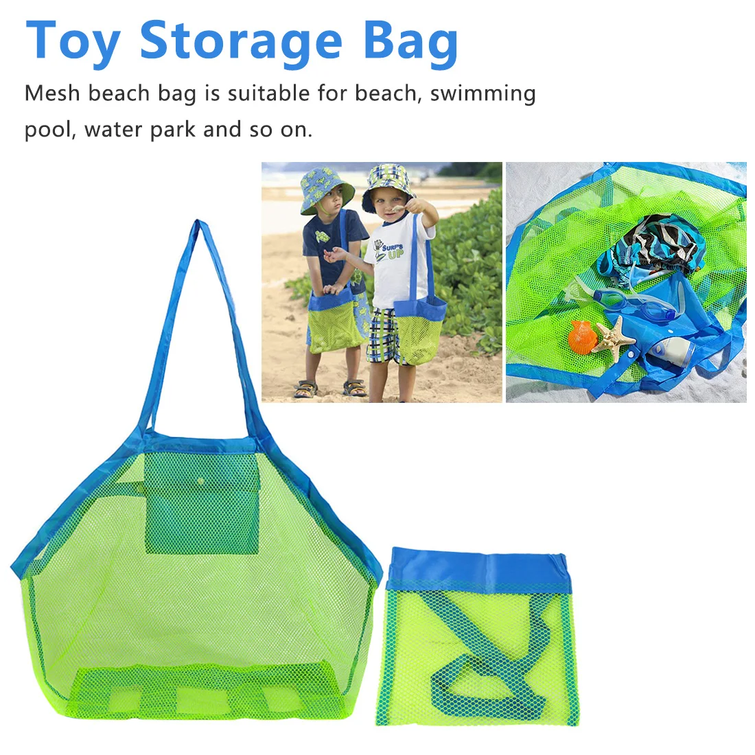 

Large Folding Net Bags Children Beach Mesh Bath Toys Storage Bag Tote Kids Folding Mesh Bag