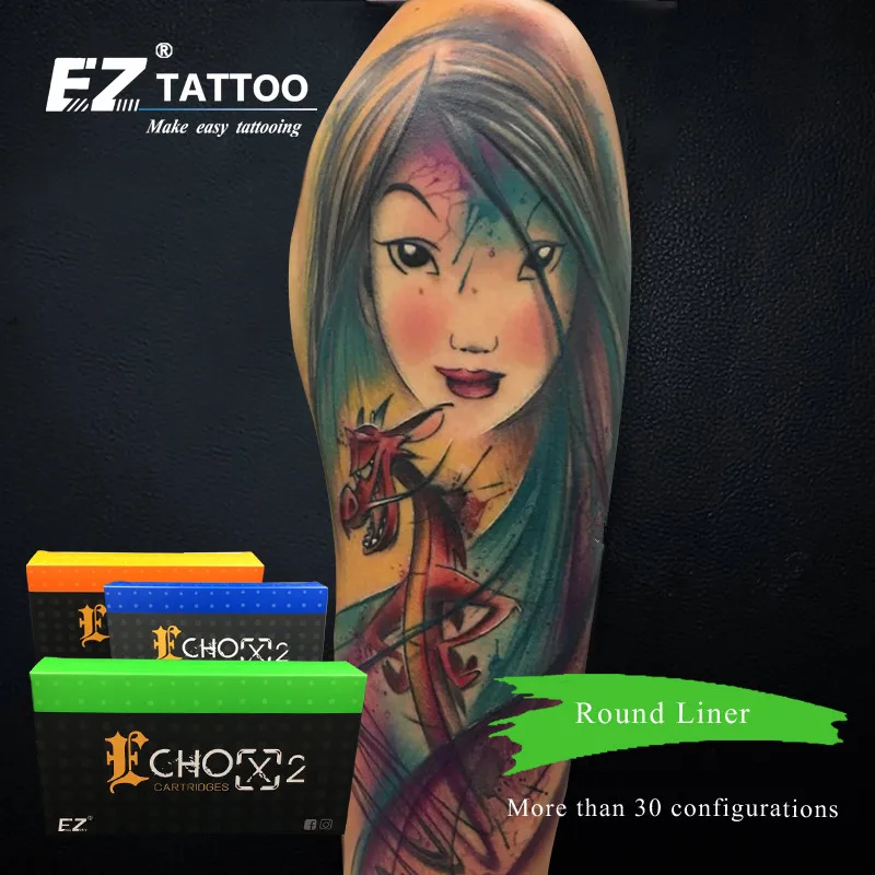 EZ ECHO X2 картридж #10 (0 30 мм) 1007RL Круглый Liner татуировки иглы для поворотный