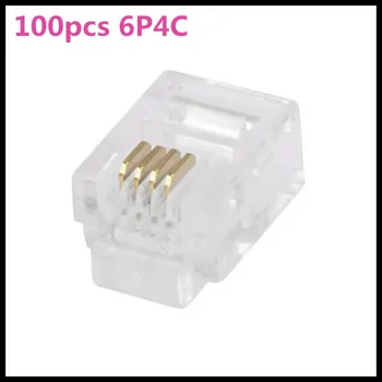 

100Pcs 6P4C 6 Pins 4 Contacts RJ11 Telephone Modular Plug Jack,RJ11 Connector