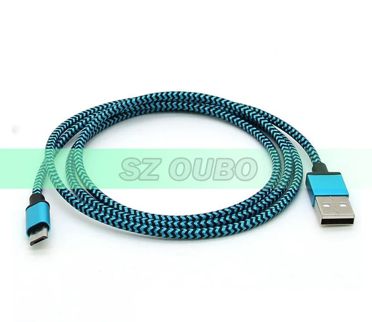 2016 new dual color metal interface nylon data sync mirco usb cable usb charging chargers for Samsung S6 phones (6)