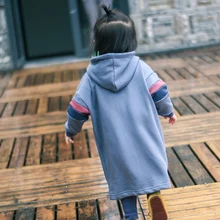 

2018 New kids Clothes Baby Girl Clothing autumn winter cotton hooded dress little girl patchwork thickening sweatershirt 2-6Y