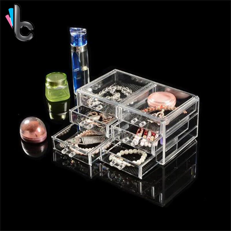 3 Layer Acrylic Jewelry Storage Box with Drawer Cosmetic Case Necklace