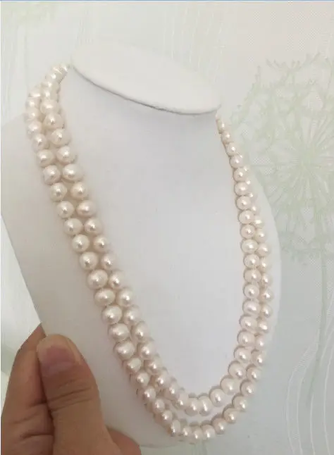 

double9-10mm round south sea white pearl necklace 18