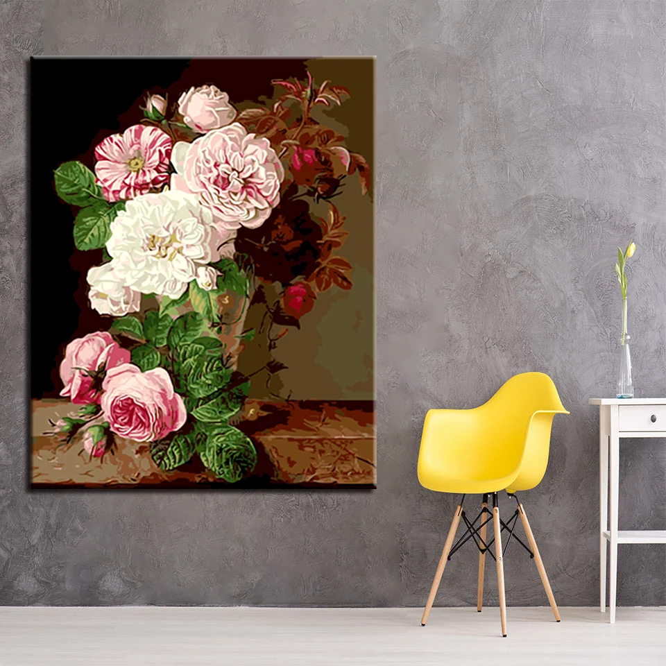 Acrylic Paint DIY Digital By Numbers Oil Painting Flowers ...